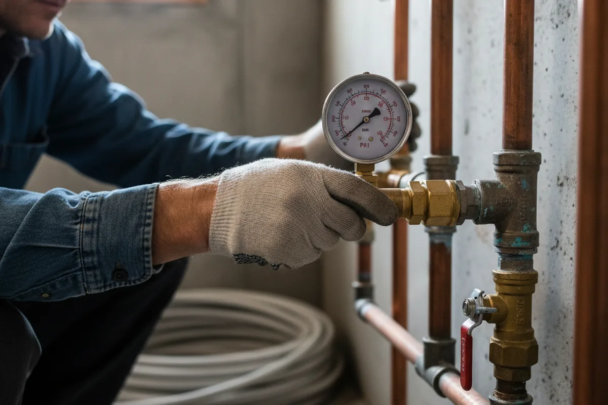Pressure testing a repaired line during Water Line Repair in Trafford